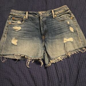 ARULA Blue Distressed Jean Shorts